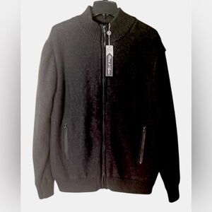 Davis & Squire Gray Knitted Zip Up Jacket NWT Faux Fleece Lined Fall WinterWear